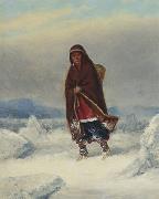Cornelius Krieghoff Indian Woman in a Winter Landscape France oil painting artist